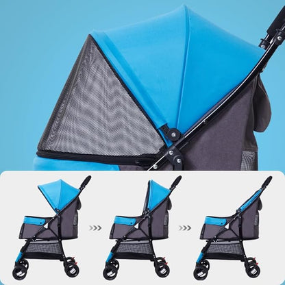 Sunny Sonny Foldable Jogger Pet Stroller with Weather Cover Storage Basket Pet Travel Carrier for S/M Dogs Cats up to 33lbs (Black)