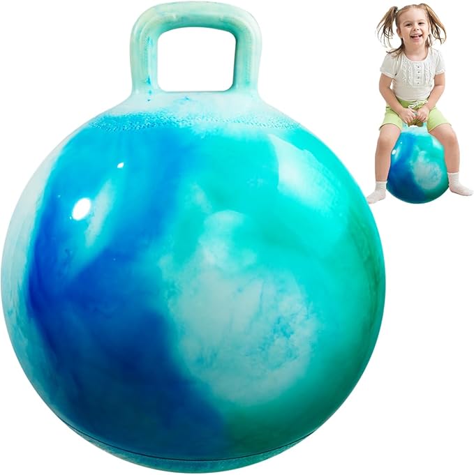 INPODAK Hopper Ball 18 Inch Bouncy Ball with Handle for Kids, Hippity Hop Jumping Hopping Toy for Boys Girls Ages 3-6 with Pump and Gift Box Great Gift for Birthday Holiday