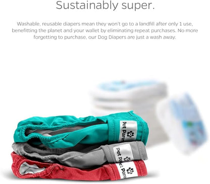 Pet Parents® Washable Dog Diapers (3pack) + Extendrs® of Durable Doggie Diapers, Premium Dog Diapers Female (X-Large, Southern Belle)