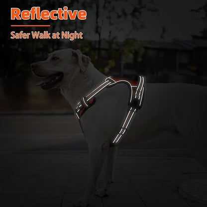 PUPTECK No Pull Dog Harness Small Sized, Adjustable Reflective Dog Harness with Handle Easy Control, Comfortable Soft Padded Pet Vest Harness for Small Dogs, Orange S