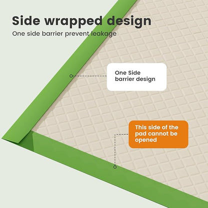 Dog Pee Pads Rugular 22"x22", Thicker ECO Green Small Disposable Puppy Training Pads Super Absorbent Full Edge-Wrapping Pad for Dogs, Puppies, Doggies, Cats-(100 Count)