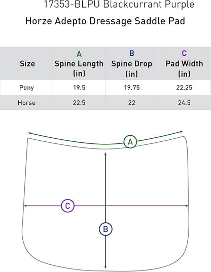 HORZE Adepto Quilted Quick-Dry Dressage Saddle Pad for Horses with Two-Tone Trim