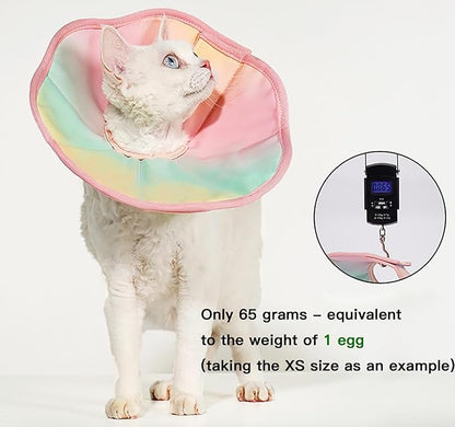 Touchdog Foldable Dog Cone Collar for Cats & Dogs - Adjustable Soft Recovery Collar with Waterproof PU Coating, Lightweight Design, 24.5cm/9.6in Wide Barrier (Blue Gradient Color, S)