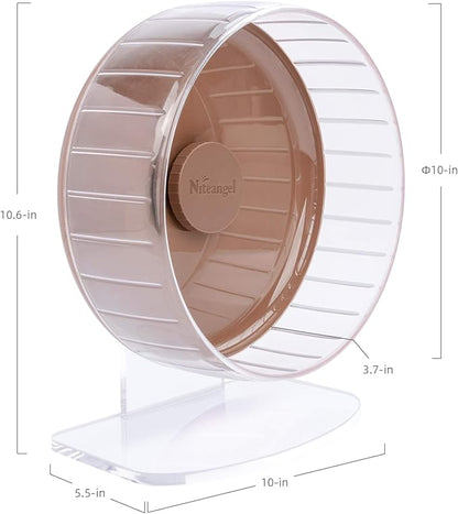 Niteangel Super-Silent Hamster Exercise Wheels: - Quiet Spinner Hamster Running Wheels with Adjustable Stand for Hamsters Gerbils Mice Or Other Small Animals (M, Brown)