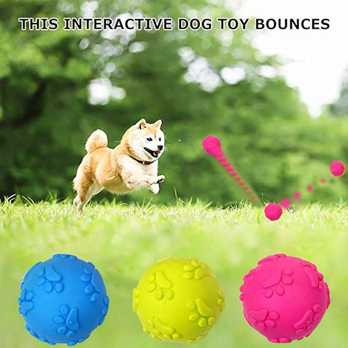 Squeaky Dog Toy Balls 3-Pack – Interactive Fetch Balls for Small, Medium & Large Dogs