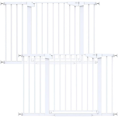 Cumbor 2 Pack 29.7"-48" Baby Gate for Stairs, Mom's Choice Awards Winner-Dog Gate for Doorways, Pressure Mounted Auto-Close Pet Gates for Dogs Indoor, Safety Child Gate with Easy Walk Thru Door,White