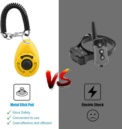 Dog Clicker for Training, 2 Pack Dog Training Clicker, Clicker Dog Training with Wrist Strap, Pet Training Clicker, Perfect for Dog Cat Puppies Behavioral Training (Red and Yellow)