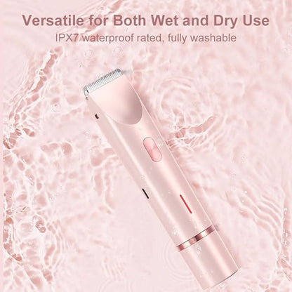 Bikini Trimmer for Women 2025 Upgrade Dual Head Shaver Women Ceramic Blades 2-in-1 Women's Body Shaver Electric Razor 90min Cordless Runtime Waterproof Travel Grooming Kit (Purple)