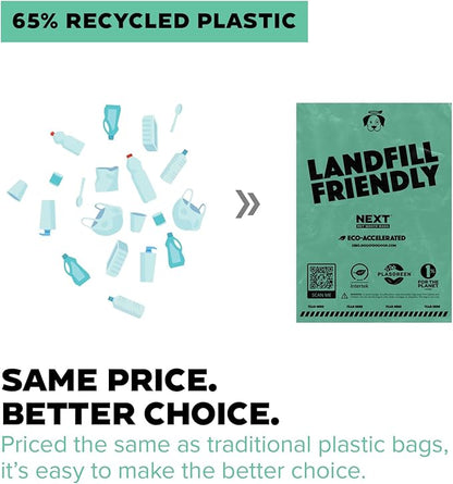 Doggy Do Good Next Pet Waste Bags, Landfill Friendly Recycled Plastic Unscented Dog Poop Bags, Leakproof, Strong, Thick, Earth Friendly for Dogs, 120 Count (120 Bags)