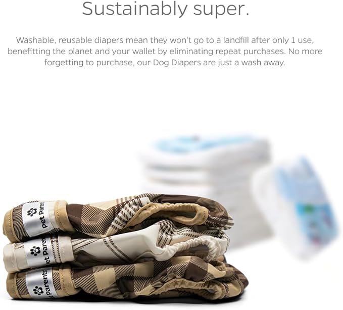 Pet Parents® Washable Dog Diapers (3pack) + Extendrs® of Durable Doggie Diapers, Premium Dog Diapers Female & Male (X-Small, Oxford)