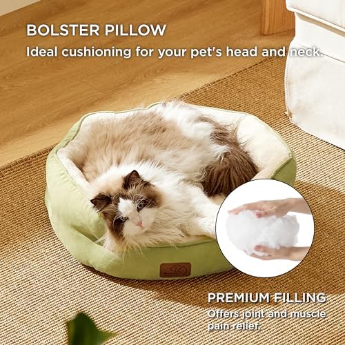 Bedsure Small Dog Bed Washable, Round Cat Beds