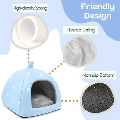 Guinea Pig Hideout and Tunnel Set, Soft Plush Bed & Play Tunnel for Guinea Pigs, Rabbits, Ferrets, Small Animals - Washable Accessories for Resting, Hiding, Exercising