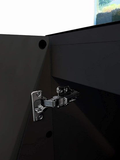 LANDEN Aquarium Wooden Stand and Cabinet for up to 30 Gal Tank, Fish Reptile Sea Salt WaterTank Stand, Nano Foam Leveling Mat Included, W23.6xD17.7xH31.5 in, Wooden Matte Black Painted(Stand Only)