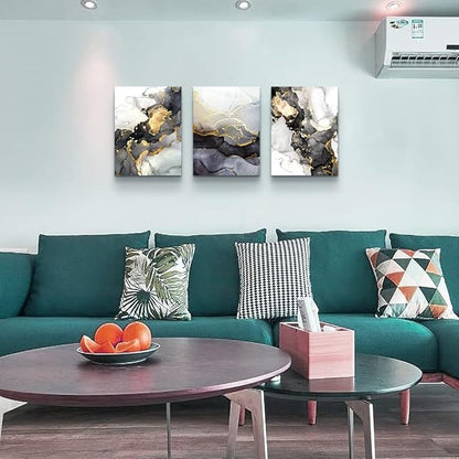 Boho Wall Decor - Abstract Ink Paintings, Framed Wall Art for Living Room, Bedroom & Office - 20" X 28" - 3 Piece Set