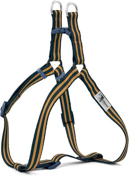 Stripe Step in Dog Harness for Small Dogs, Freedom Nylon Dog Halter Vests, Lightweight and Escape Proof Puppy Harness, Quick Fits for Small Medium and Large Dogs, Blue S