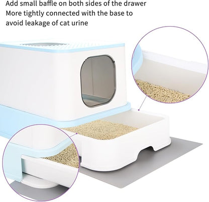 RIZZARI Cat Litter Box Top-Entry : Leak-Proof Enclosed Design Reduces Odor, for Indoor Cats & Owners (Green)
