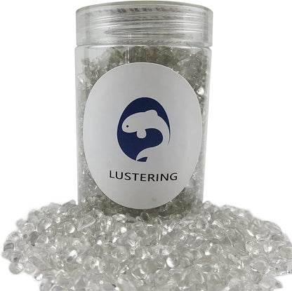 Lustering Decorative Round Glass Beads - Glass Marbles & Pebbles, Clear/Transparent 3-6mm, 1-Pound for Fire Pit Crafts, Resin Art, Vase Filler, Fish Tank & Aquarium Decoration