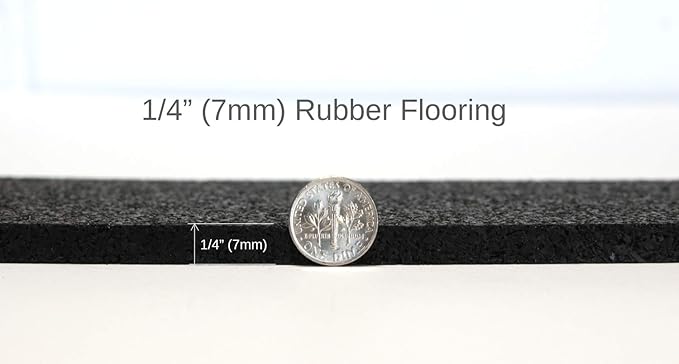 American Floor Mats 1/4in (7mm) Thick Solid Black 4' x 14' Heavy Duty Rubber Rolls, Protective Exercise Mats, Home Gym Rubber Flooring