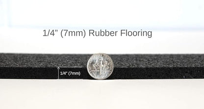 American Floor Mats 1/4in (7mm) Thick Solid Black 4' x 14' Heavy Duty Rubber Rolls, Protective Exercise Mats, Home Gym Rubber Flooring