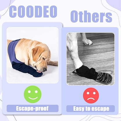 COODEO Dog Socks to Prevent Licking Paws, Healing Boots & Paw Protectors with Non-Slip Bottoms for Wound Protection, Waterproof Sleeve Shoes for Licking（Purple，L_Right