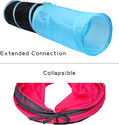 iCAGY Foldable Spiral Cat Tunnel - Indoor Toy for Small Cats, Kittens, and Rabbits - Tube for Interactive Play and Outdoor Fun - Pet Activity Toy Royal Blue 20" 3 Pcs