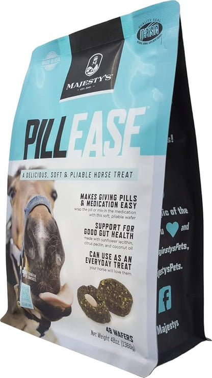 Majesty's PillEase Horse Treats | A Delicious Soft and Pliable No Bake Cookie Horse Treat | Makes Giving Pills & Medication Easy | Made in The USA - 48 Wafers