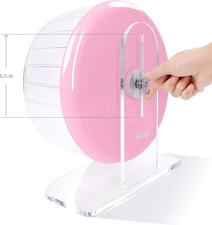 Niteangel Super-Silent Hamster Exercise Wheels: - Quiet Spinner Hamster Running Wheels with Adjustable Stand for Hamsters Gerbils Mice Or Other Small Animals (L, Pink)