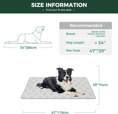 FXW Washable Pee Pads for Dogs, Puppy Pads with Super Absorbent, Specifically Designed for 48inch Cages, 47" × 29" Rectangle, Khaki, 1 Pack