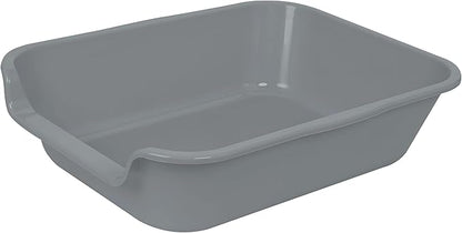 2 Pack of Extra Large Cat Litter Box (ABS Material), Low Entry Senior Litter Pen for Geriatric Kitty Big Cats, Jumbo Pet Safe Litter Boxes Tray for Indoor Pets Potty (Gray, 20" L x 15.5" W)