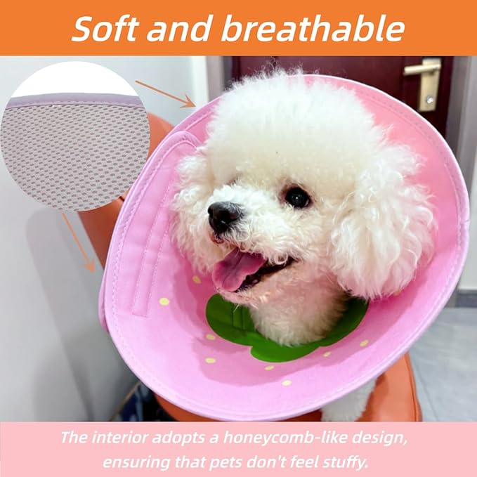 Soft Dog Cone Collar for Dogs After Surgery, Adjustable Dog Recovery Cone Collar for Medium Small Puppy Dogs and Cats to Stop Licking (Watermelon S)