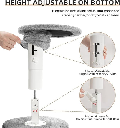 Made4Pets Floor to Ceiling Cat Tree 93-106'',Tall Cat Tower 5 Tiers,Adjustable Height, Stable Cat Tree Tower with Scratching Posts, Fluffy Condo, Hammock and Ball Toy for Indoor Cats/Kitten, Gray