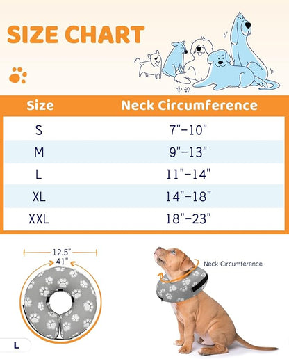 Supet Inflatable Dog Cone Collar Alternative After Surgery, Dog Neck Donut Collar Recovery E Collar, Soft Pet Cone for Small Medium Large Dogs