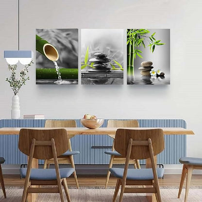 Yxbhhym- Bathroom wall art Black and White Zen Wall Art Gray Green Room Decor Zen Poster Canvas Pictures Zen Artwork for Spa Living Room Wall Art Kitchen Bedroom Decor Home Framed Prints Art