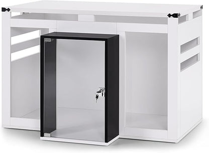Lovupet Wooden Dog Crate Furniture, Villa Style Dog Kennel for Medium Breed with Glass Door and Acrylic Panels, GC34 (White)