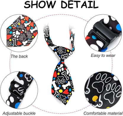 PET SHOW 10pcs Pack Paw Big Dog Ties Neckties for Large Breed Dogs XL Adjustable Holiday Birthday Grooming Accessories Neck Ties Bowties Girl Boy Wedding Costumes Photography Party Gift Favor