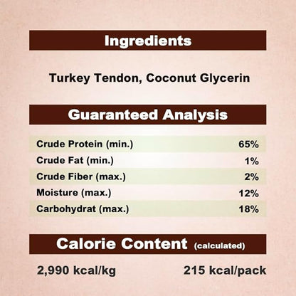 Afreschi Turkey Tendon Bone (S) 6 Pieces per Pack, USA-Sourced Turkey Tendon, All Natural Human Grade Puppy Chew, Hypoallergenic, Rawhide Alternative, Dog Treats for Small Breeds