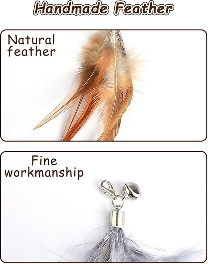 Handmade Cat Wand Feather Refills 6-Pack – Replacement Feathers for Interactive Cat Toys