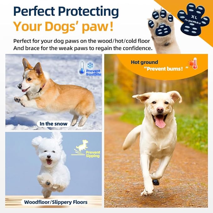 Dog Paw Protector Gripper Traction Pads,Dog Paw Covers,Foot Stickers in Summer Hot/Winter Cold Pavement,Dog Shoes Booties Socks Replacement,12 Sets (48 pcs) S Multicolor
