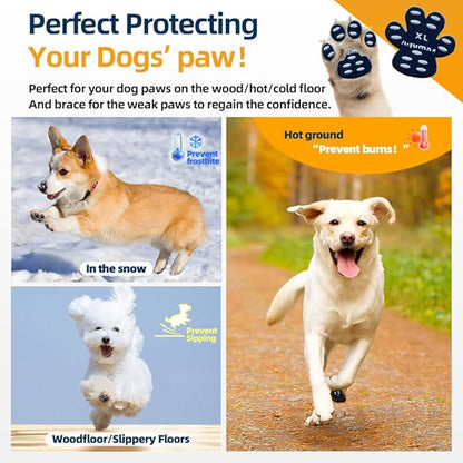 Dog Anti Slip Paw Grips Traction Pads,Dog Feet Stickers with Stronger Self-Adhesive Paw Pad Provide Traction for Senior, Injured Dogs,12 Sets (48 pcs) S Black