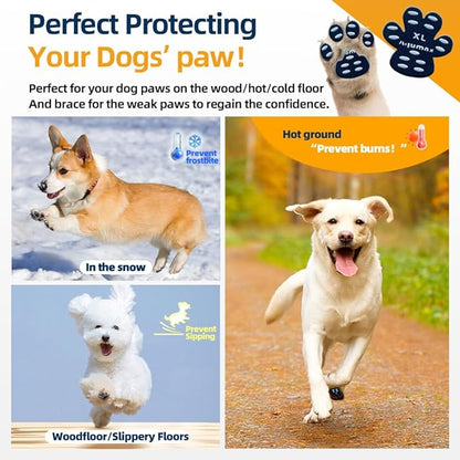 Dog Anti Slip Paw Grips Traction Pads,Dog Feet Stickers with Stronger Self-Adhesive Paw Pad Provide Traction for Senior, Injured Dogs,12 Sets (48 pcs) M Black
