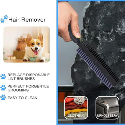 Rubber Pet Hair Removal Brush for Couch Clothes Dog Cat Pet Hair Carpet, Also Used as Dog Cat Bath Brush with Massage Effect(black)