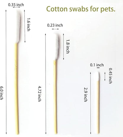 Dog Ear Cleaner Q Tips, 200pcs 6-Inch Long Cotton Swabs for Dogs - Biodegradable Qtips for Ear Cleaning, Infection Treatment, Wax Removal & Pet Care
