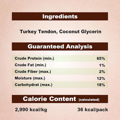 Afreschi Natural Turkey Tendon Rope (S) 40 Units/Box, Dog Treats for Signature Series, All Natural Human Grade Puppy Chew, USA-Sourced Turkey Tendon, Hypoallergenic, Rawhide Alternative