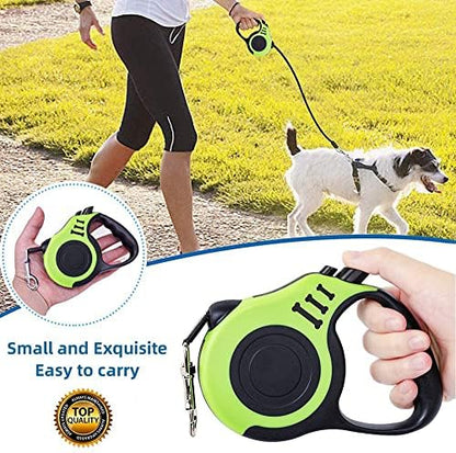 Retractable Green Dog Leash for Medium & Small Dogs & Cats