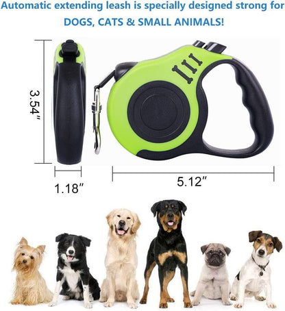 Retractable Green Dog Leash for Medium & Small Dogs & Cats