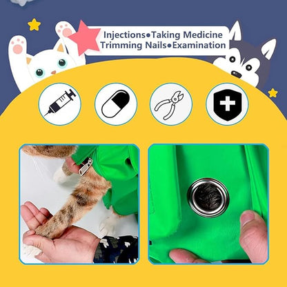 Kukaster Pet Cat’s Restraint Bag for Claw Care Nail Trimming Anti-Scratching Grooming Bag for Cats Medical Examination(Yellow-s)