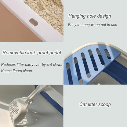 Collapsible Small Cat Litter Box for Kittens Open Potty Pan Travel Foldable Waterproof Shallow Anti-Splash Removable Semi-Enclosed Kitten Kitty Puppy Small Animals Senior Pet (Pink)