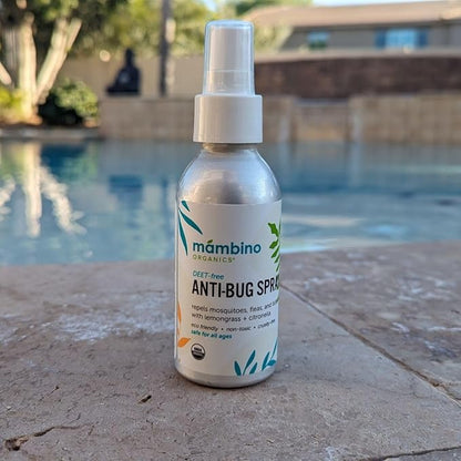 Anti-Bug Spray DEET-Free – Organic, All-Natural Bug Spray Travel Size with Essential Oils – Non-Toxic, Reef Safe, Face-Safe Bug Repellent for Babies, Kids, Adults by Mambino Organics, 2.7oz