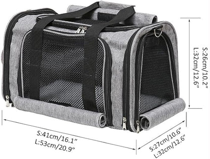Pet Carrier Bag for Small Medium Cats Dogs Puppies up to 26 Lbs,Steel Frame Dog Carrier,pricacy-Oriented cat Carrier,Collapsible pet Carrier for Easy Storage (Black, Large:20.9"X12.6"X12.6")