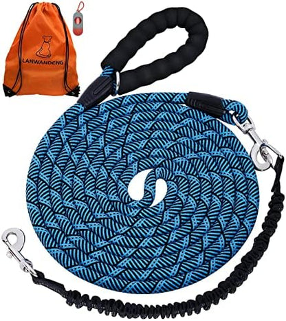 Long Dog Leash with Reflective Threads 15FT 20FT 30FT 50FT, Heavy Duty Bungee